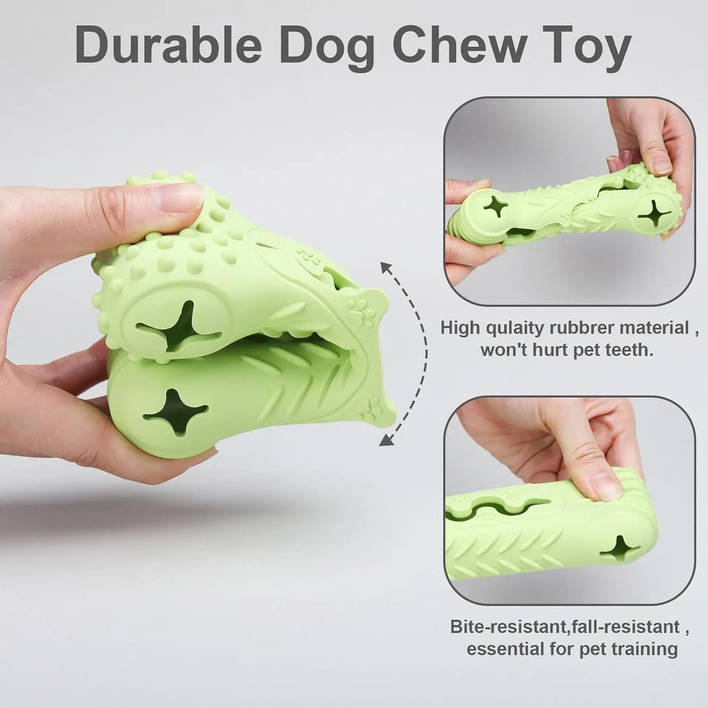 Blue natural rubber bone-shaped dog chew toy for aggressive chewers on a white background