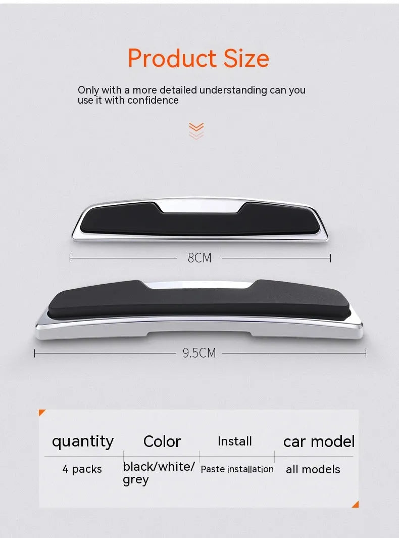 Four black silicone car door bumper strips for edge protection