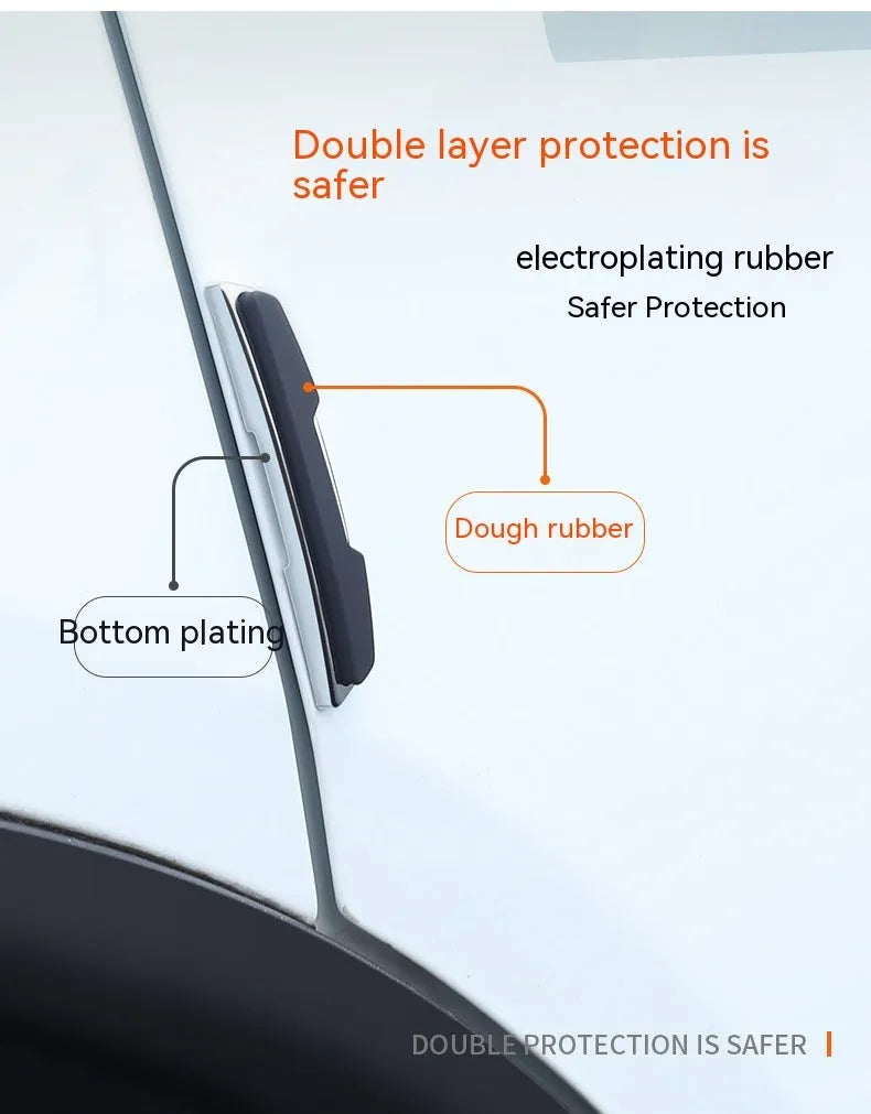 Four black silicone car door bumper strips for edge protection