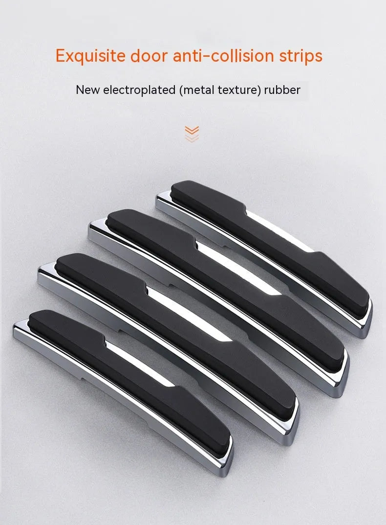 Four black silicone car door bumper strips for edge protection