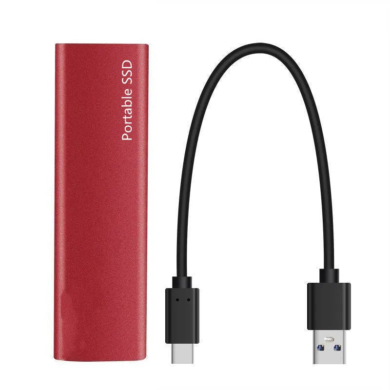 Ultra-thin metal external SSD hard drive in red blue black and silver interface colours