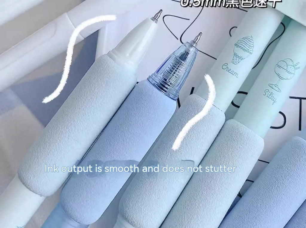 Four double-headed fluorescent calligraphy practice pens with 0.5mm plastic shells in cheese mint and sea salt ice cup colours