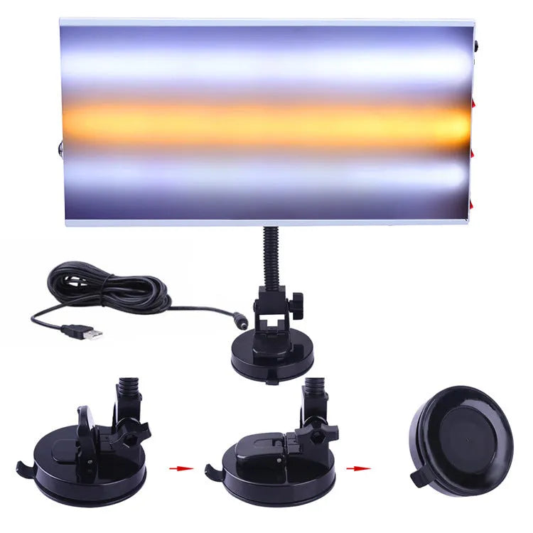 White car dent repair detector suit with concave inspection light for professional bodywork assessment