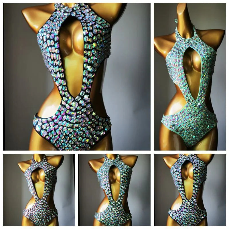 Women's one-piece mesh diamond swimsuit in four colour options
