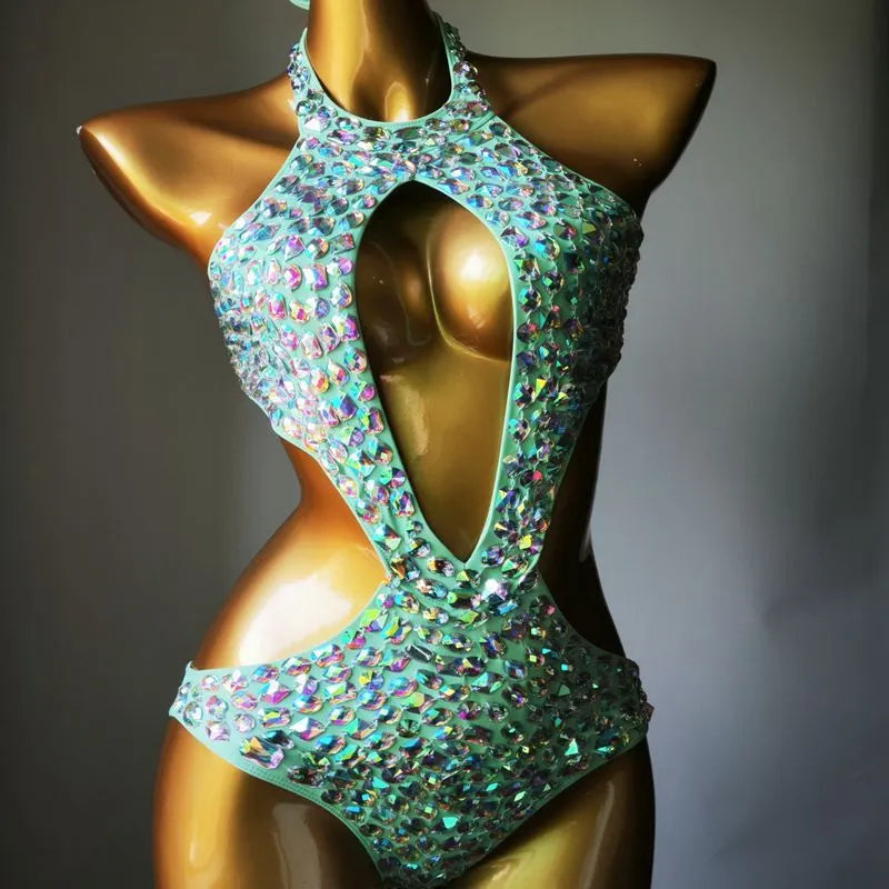 Women's one-piece mesh diamond swimsuit in four colour options