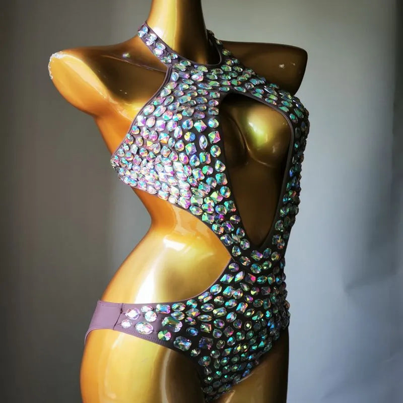 Women's one-piece mesh diamond swimsuit in four colour options