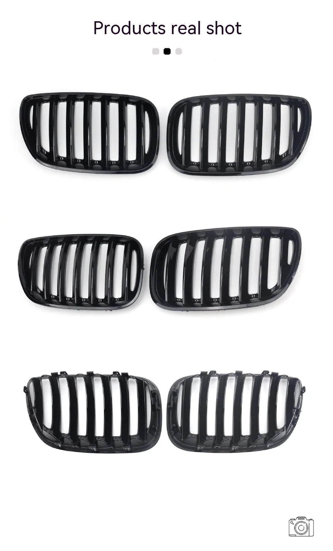 Bright black ABS plastic medium mesh grille set for BMW X5E 53 front replacement