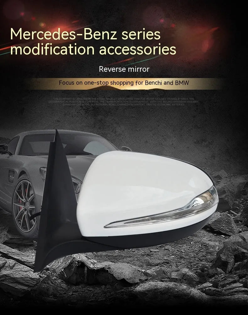 Mercedes C-Class W205 rearview mirror reflector replacement part in ABS plastic.