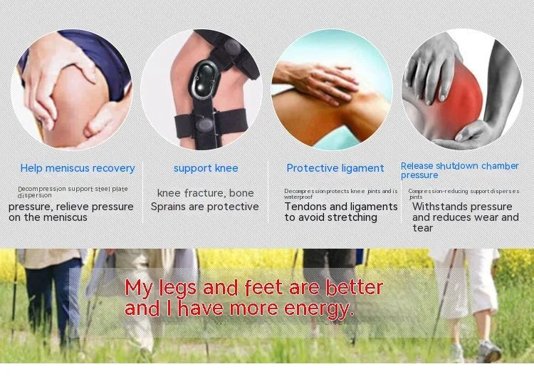 Black anterior ligament knee support sleeve shown in multiple sizes for left and right legs.