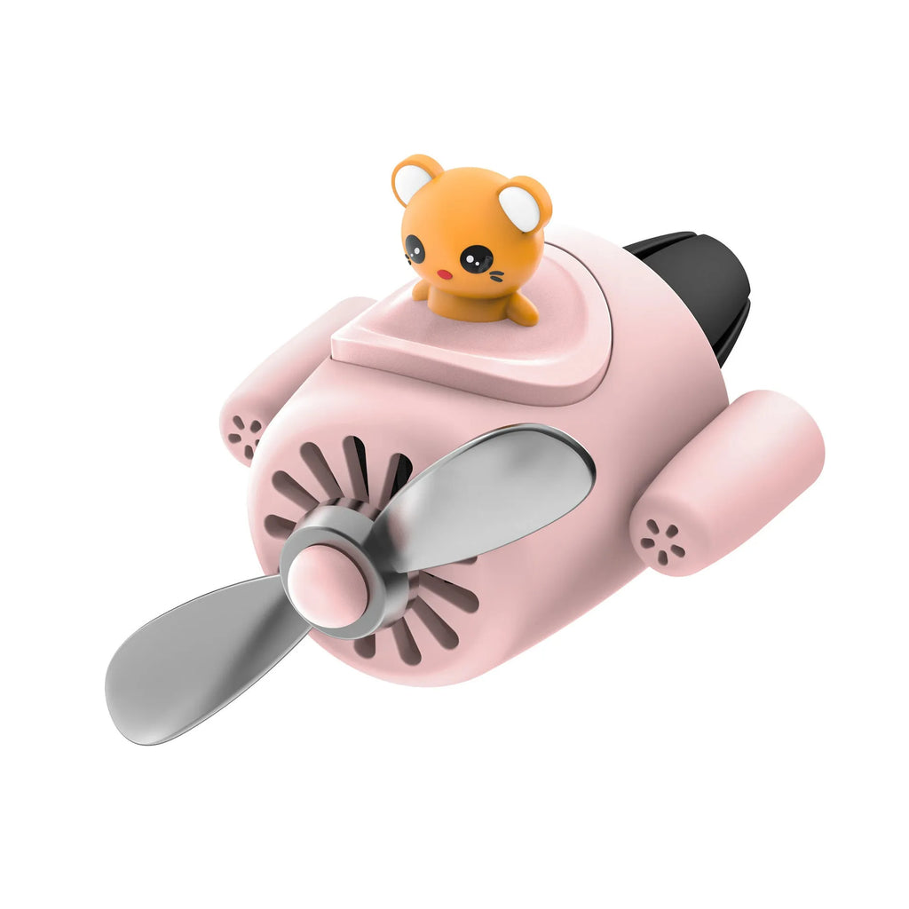 Cartoon aeroplane-shaped car air vent clip-on aromatherapy diffuser in chosen colour with fragrance pads.