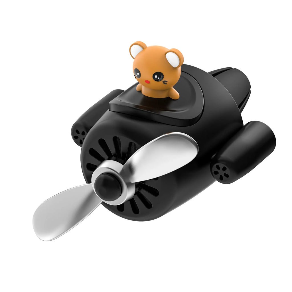 Cartoon aeroplane-shaped car air vent clip-on aromatherapy diffuser in chosen colour with fragrance pads.