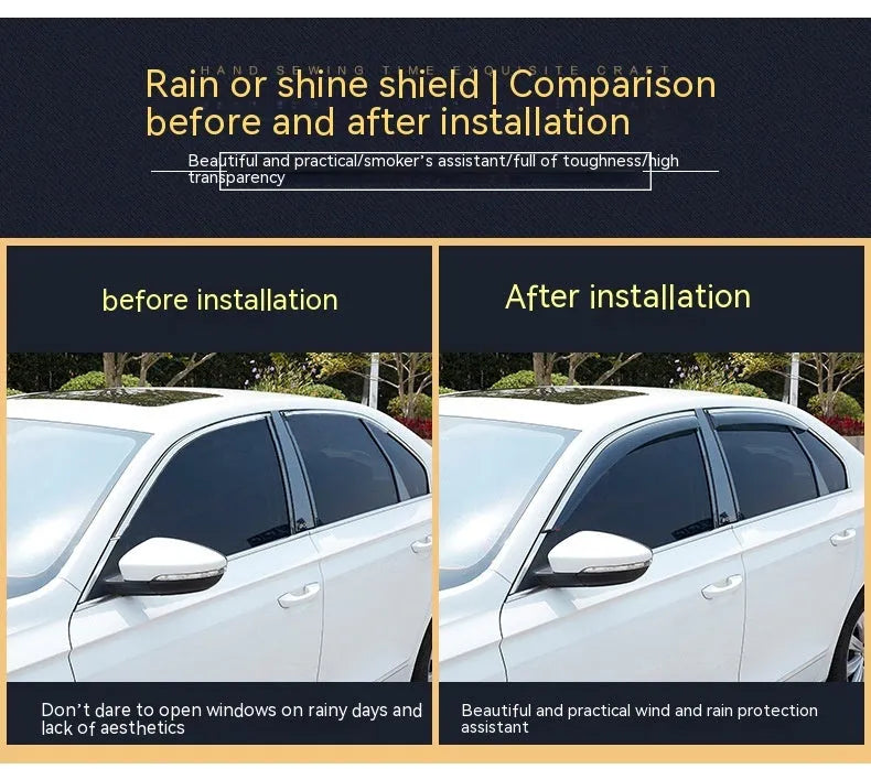 4-piece PVC rain visor set for Jeep Wrangler car windows, available for 07-17 and 18-21 models