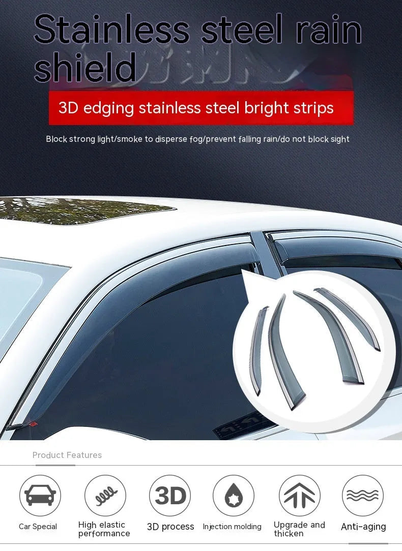 4-piece PVC rain visor set for Jeep Wrangler car windows, available for 07-17 and 18-21 models