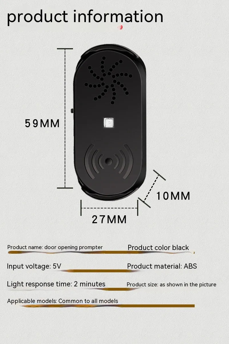 Black car door reminder device with infrared sensor for vehicle safety alerts