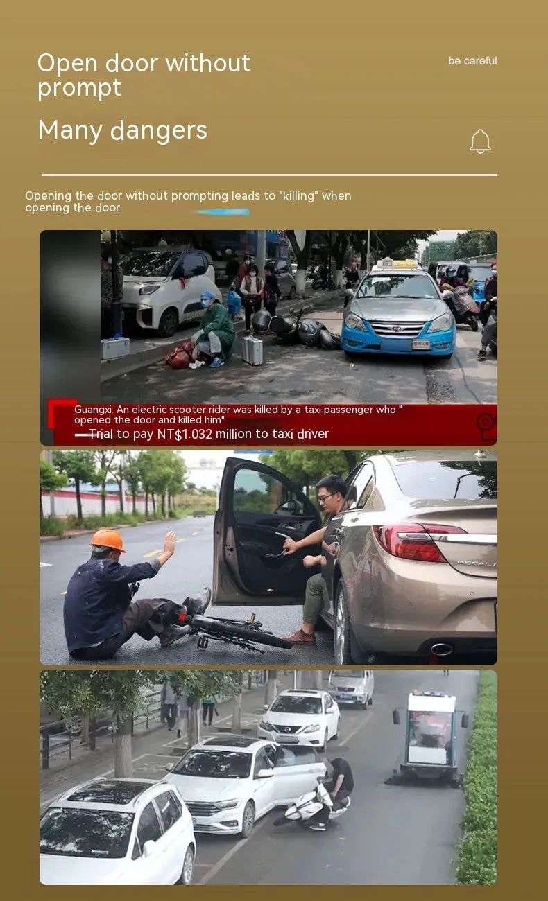 Black car door reminder device with infrared sensor for vehicle safety alerts