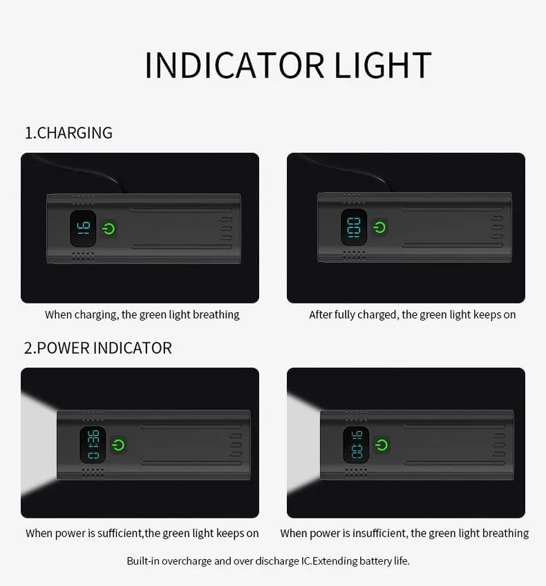 Black KX12DF digital display bicycle headlight with USB cable and quick-release mounting bracket.