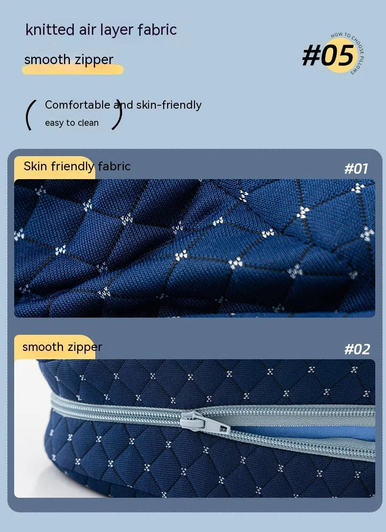 Love heart-shaped dark blue memory foam leg pillow for adult knee support
