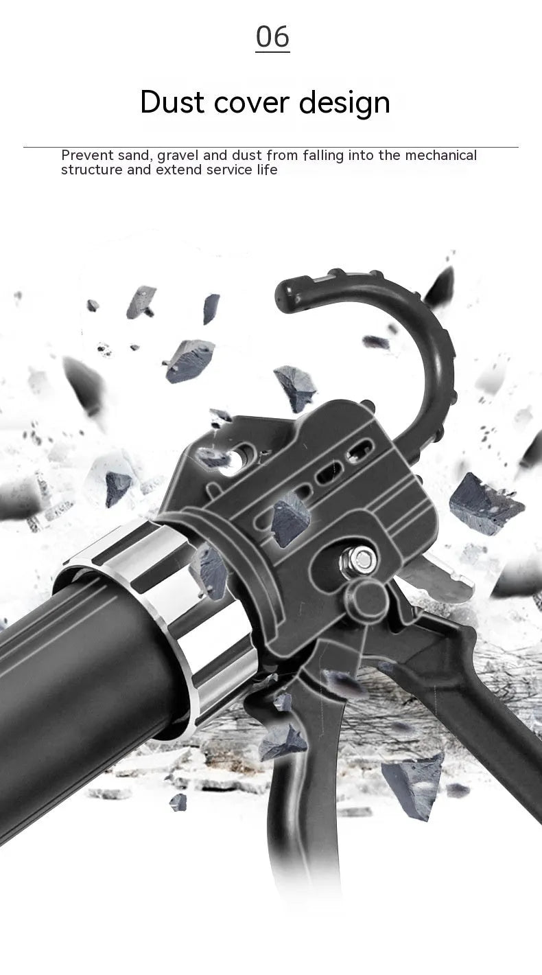 Aluminium alloy professional glue gun for silicone sealant and structural adhesive with automatic breaking function