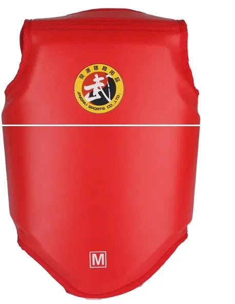 Boxing helmet and chest protector set for fighting training in red, blue, or black