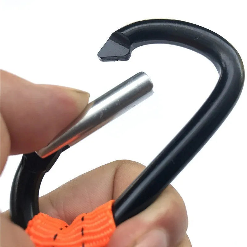 Orange fishing rod fall protection safety rope showing 90cm length and connection hardware