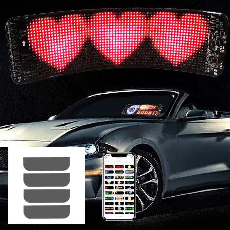 Flexible LED screen for car rear windshield with Bluetooth control and USB power