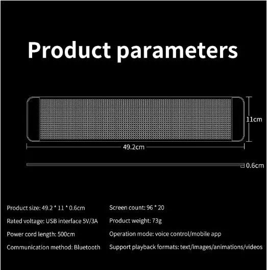 Flexible LED screen for car rear windshield with Bluetooth control and USB power