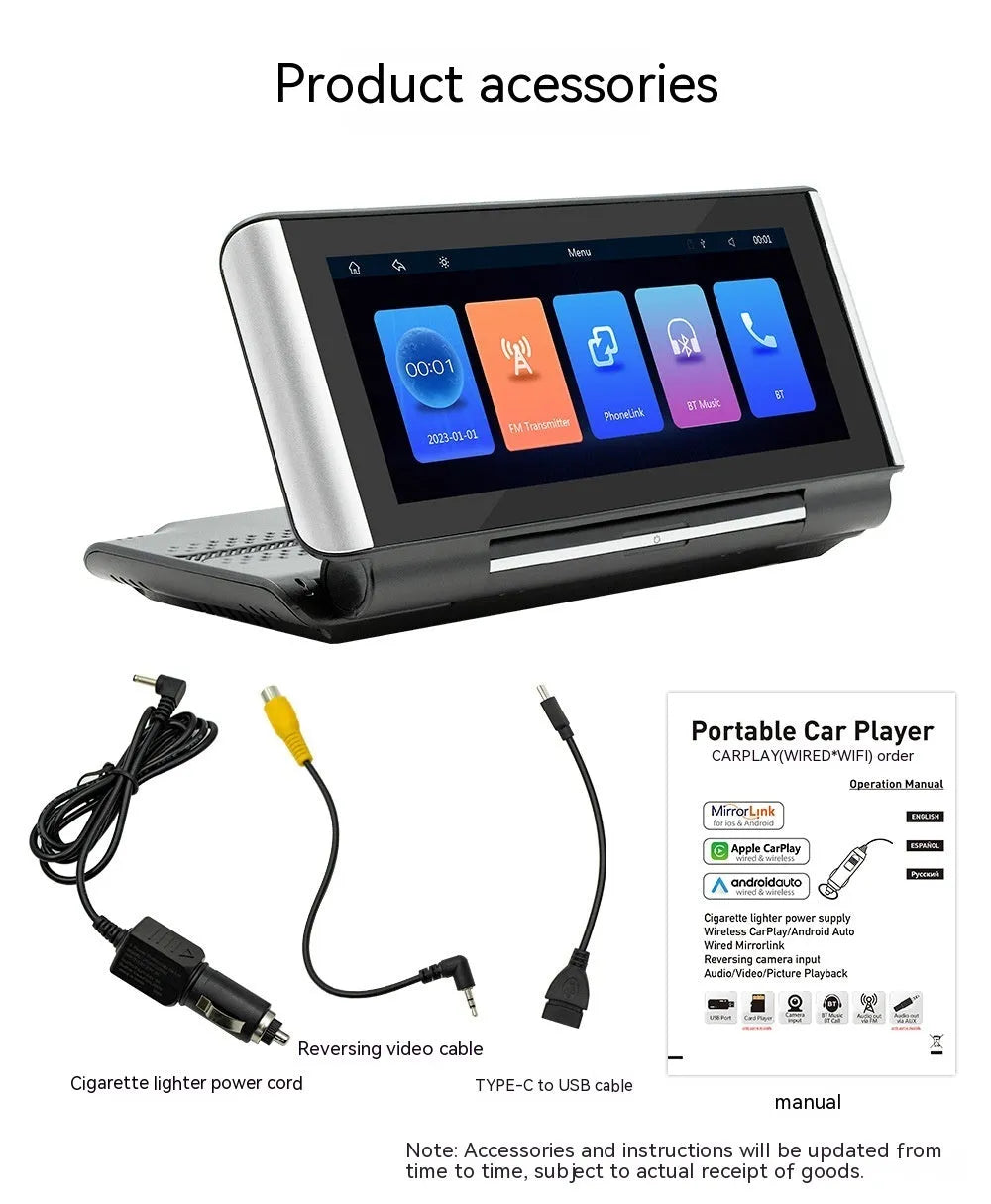 6.86-inch wireless Carplay vehicle MP5 player with cables for installation