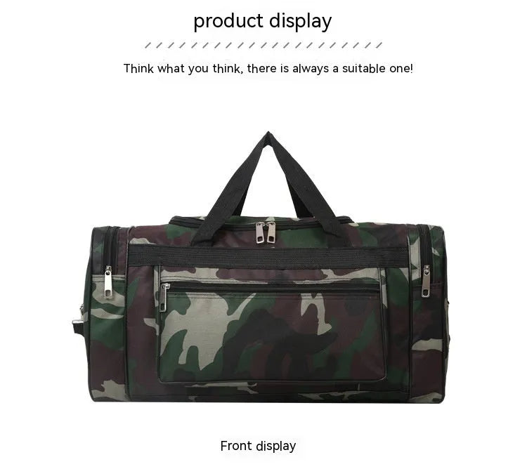 Black camouflage stripes pattern luggage bag with waterproof fabric construction