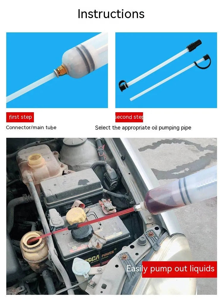 Manual oil change pump tool with syringe design in three barrel capacity options