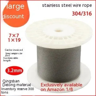 Close-up of black coated 304 stainless steel multi-strand security cable for anti-theft use.