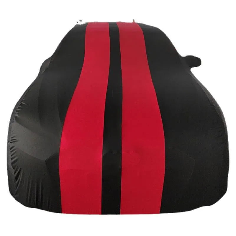 Ford Mustang car cover in elastic fabric with four-sided stretch construction