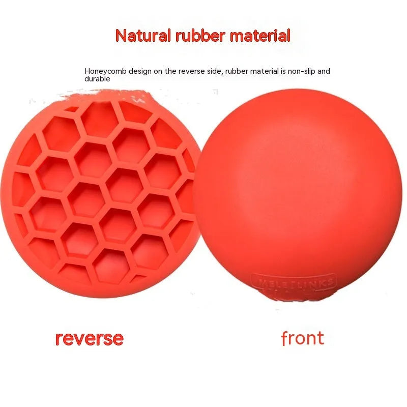 Orange red natural rubber golf training mat with centre of gravity trainer
