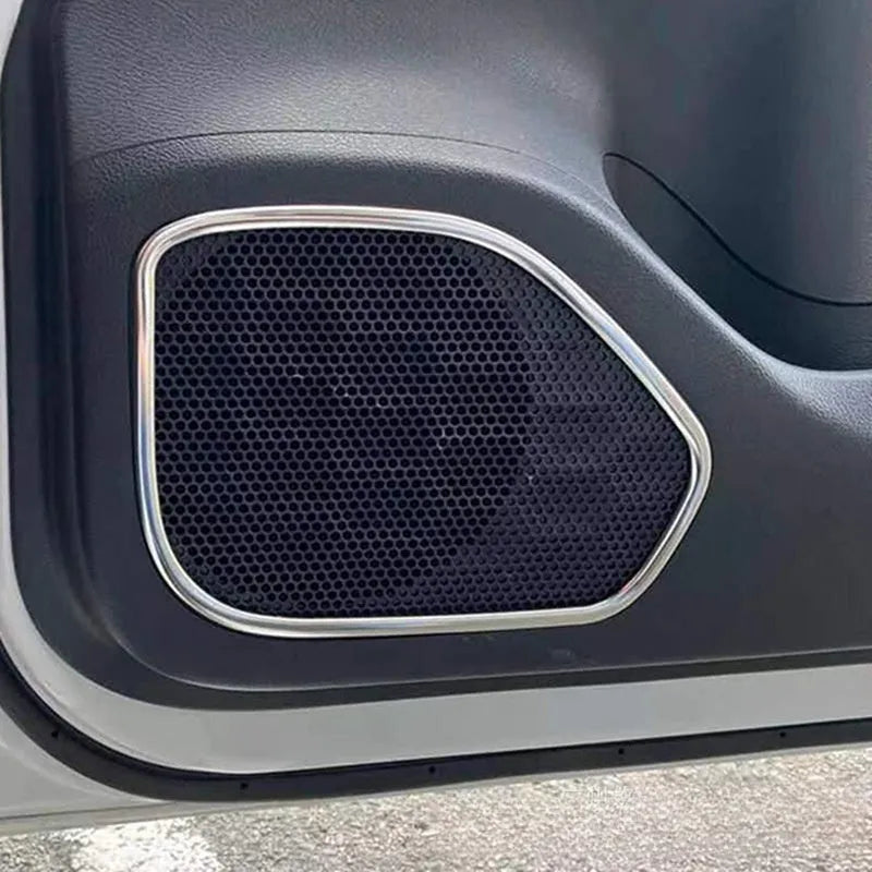 Silver stainless steel audio frame trim for Toyota Roox 40 Series interior doors
