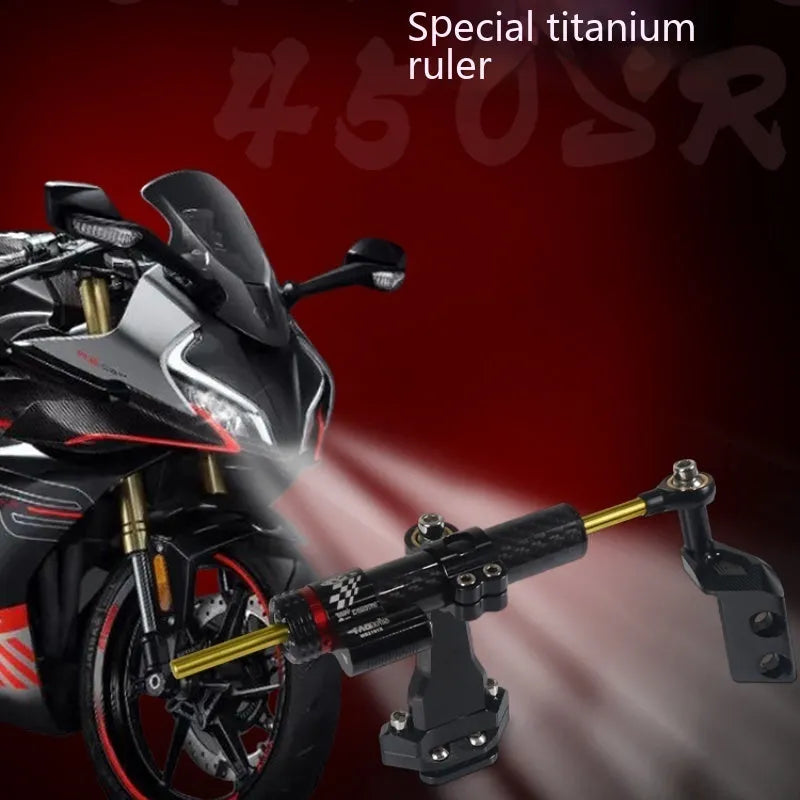 Motorcycle directional damper bracket kit with titanium bracket and carbon fibre aluminium construction for Springwind 450SR/SRS