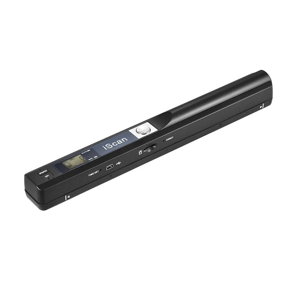 Handheld Bluetooth scanner in plastic housing showing black, blue, green, red, and silver colour options