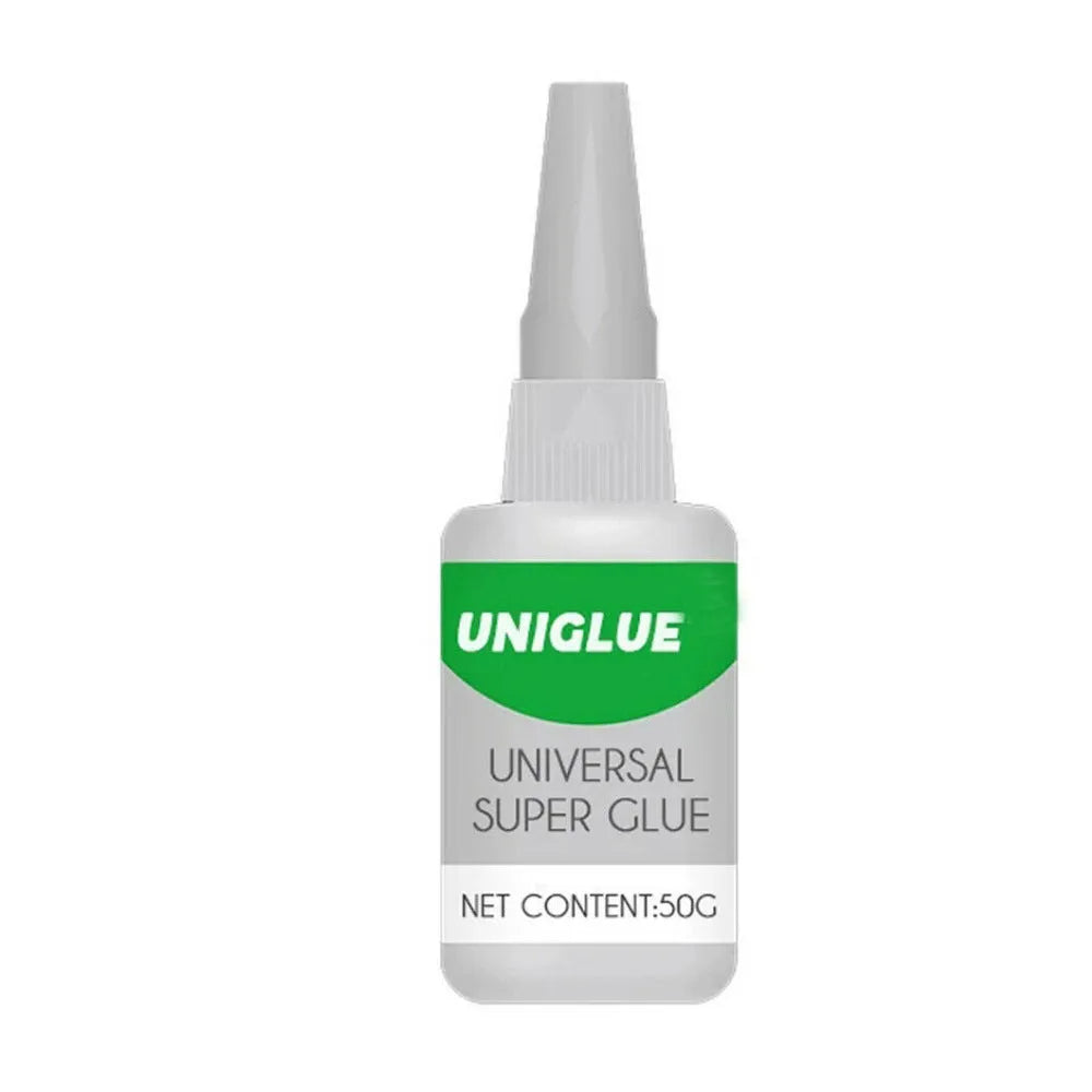 Universal super glue container with pinpoint nozzle for precise adhesive application