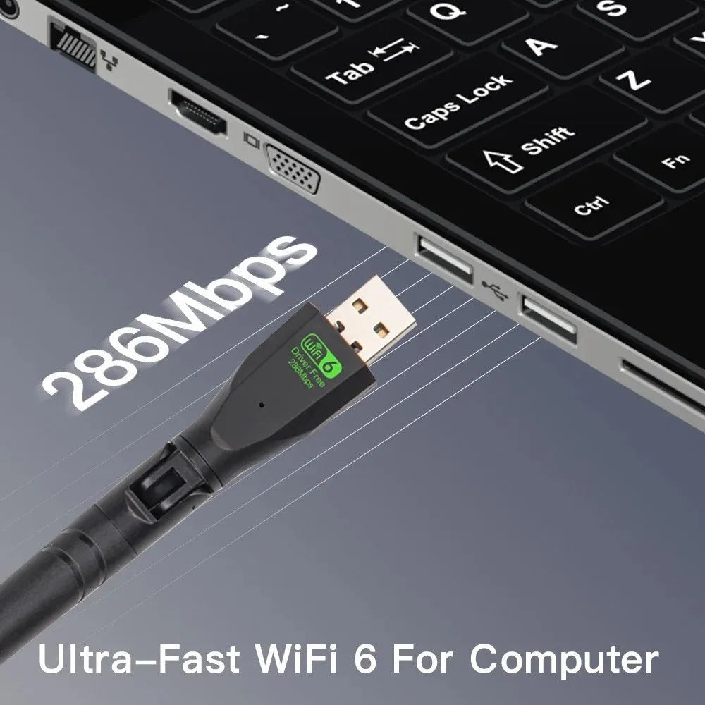 Black USB WiFi6 wireless network card for desktop PC and laptop computers