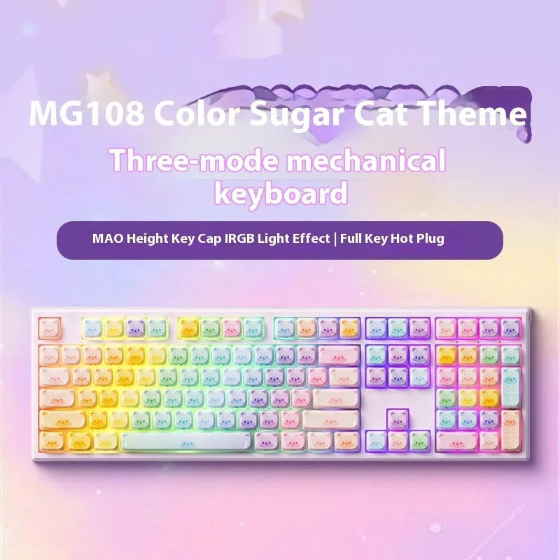 MG108B colour candy cat mechanical keyboard with piano-style keys and Bluetooth connectivity