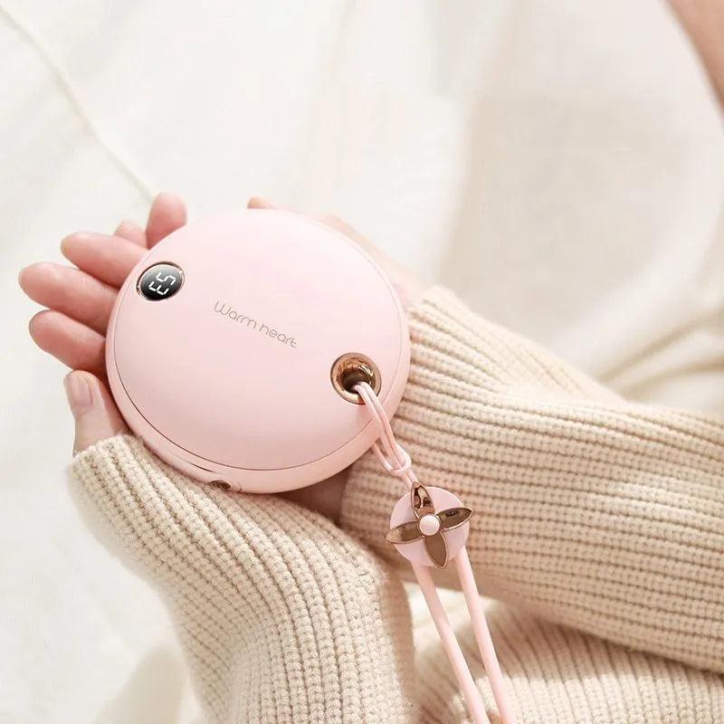 Green pink white power bank hand warmer 5000mAh with digital display screen and Type-C cable