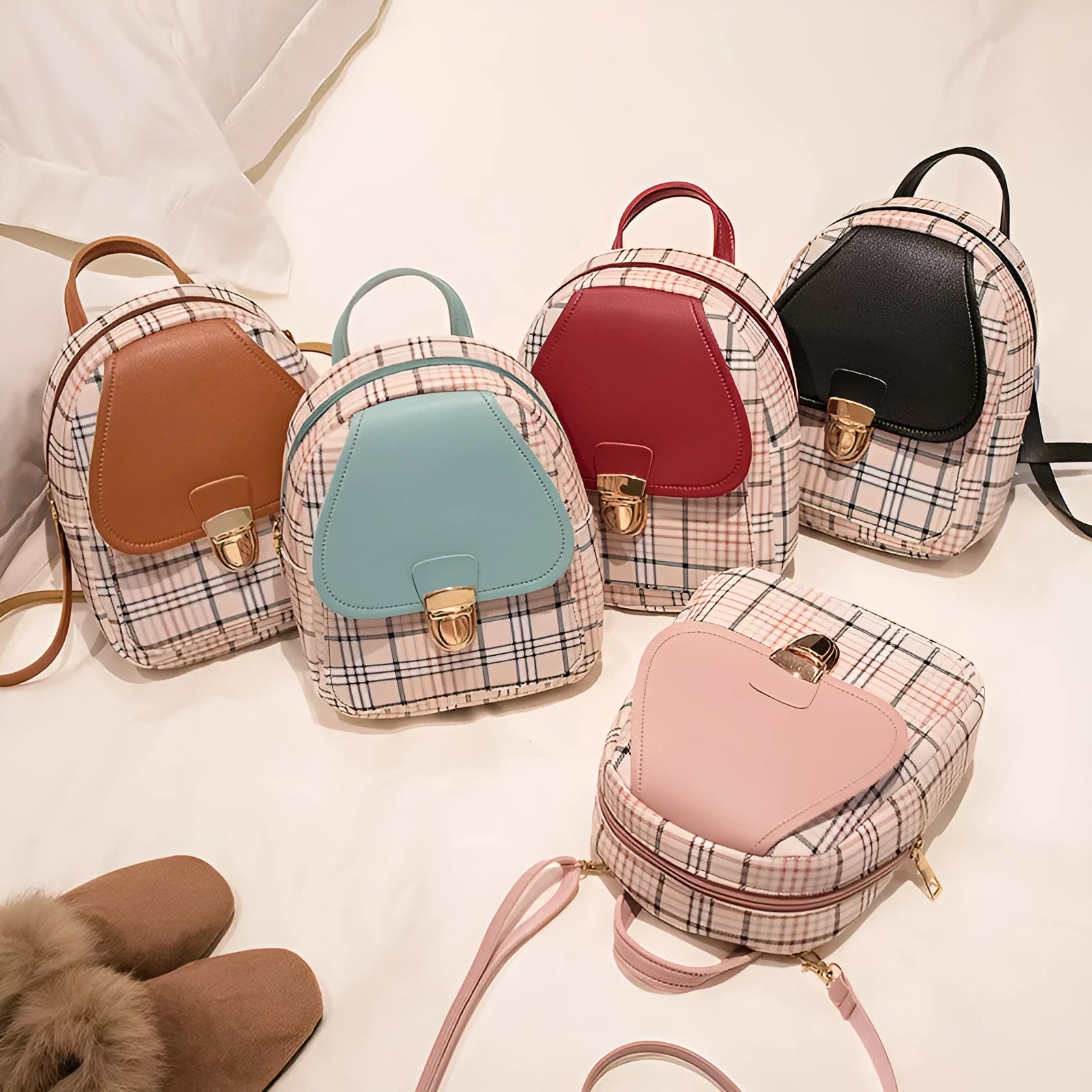 Diagonal one shoulder phone bag in PU leather, shown in a selection of colours.