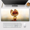 Landscape mouse mat with rubber base and cloth surface on a desk, showing heat transfer printed image