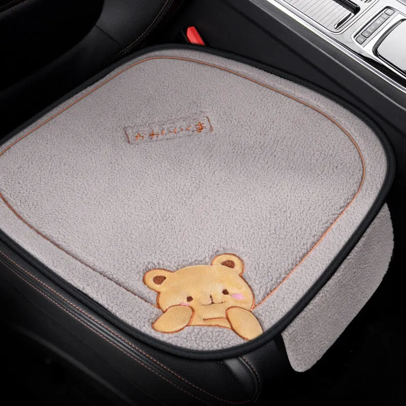Winter car cushion three-piece set with square cushion and lumbar support pillow in wool cotton