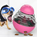 ABS and PC dog toy leaky food ball interactive treat dispenser slow feeder in lake blue with internal maze damper