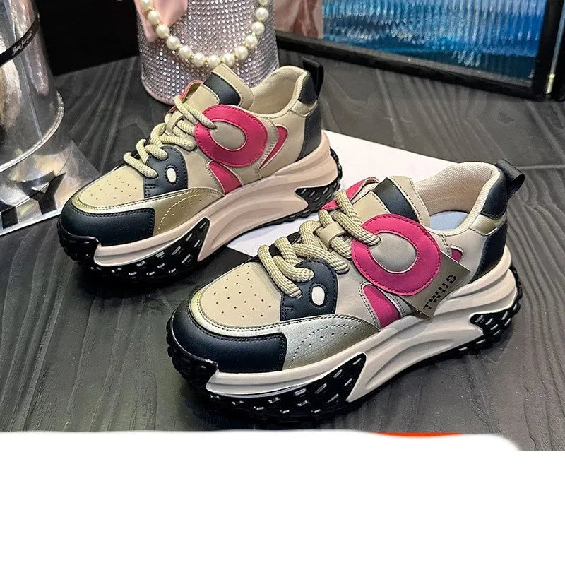 Men's thick-soled leather casual shoes in silver colour with lace-up front and wedge heel.