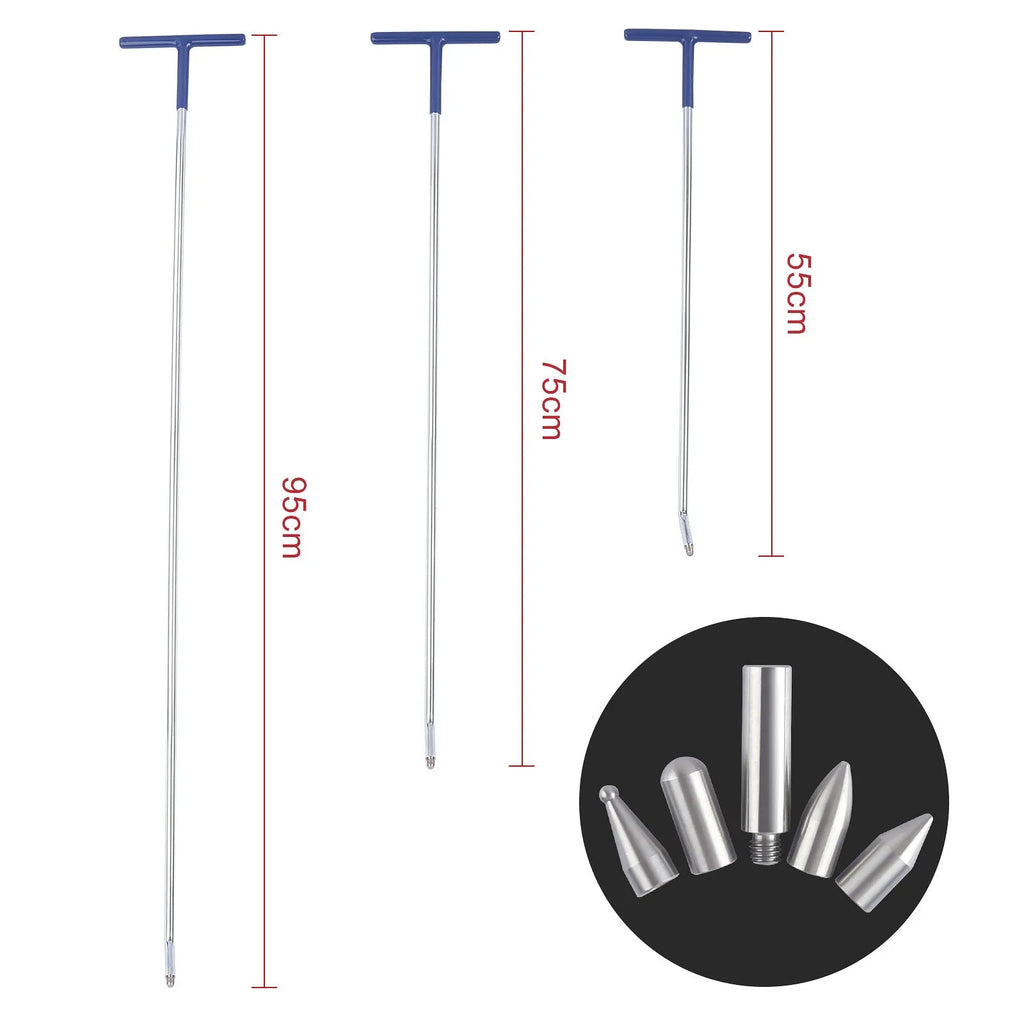 Three-piece car dent repair crowbar set made from alloy steel for automotive bodywork maintenance