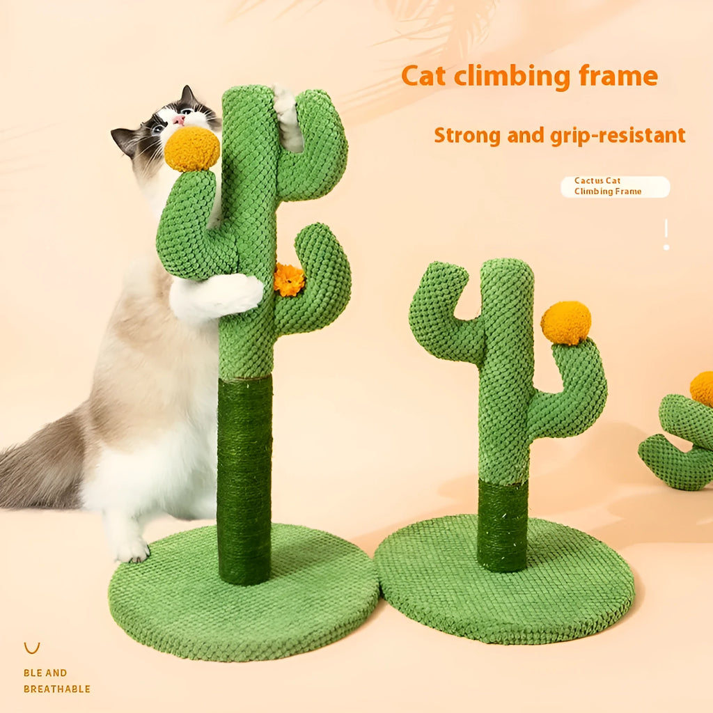 Cactus-shaped cat scratching post climber and a separate coconut tree panel for cats.