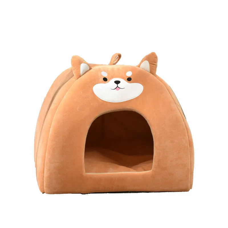 Warm machine washable cloth cat bed in three sizes for autumn and winter