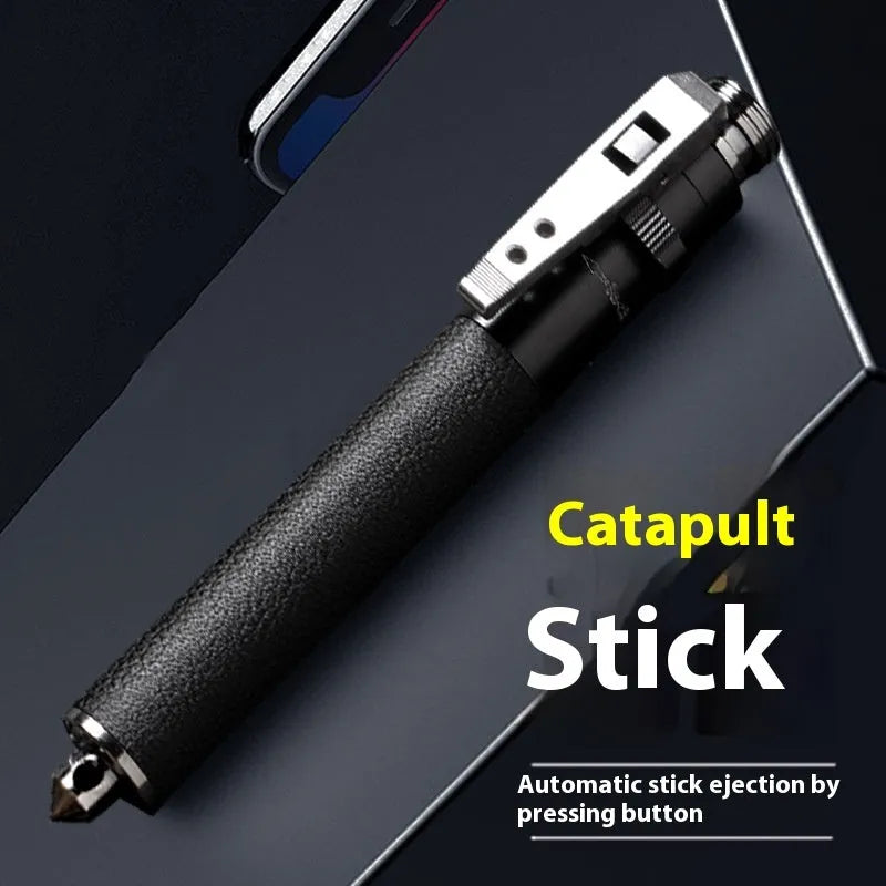 Titanium black automatic spring expandable baton in three sizes: 16 inch, 21 inch, and 26 inch.