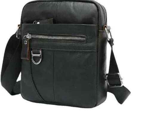 Brown retro style crossbody leather messenger bag shown from the front.