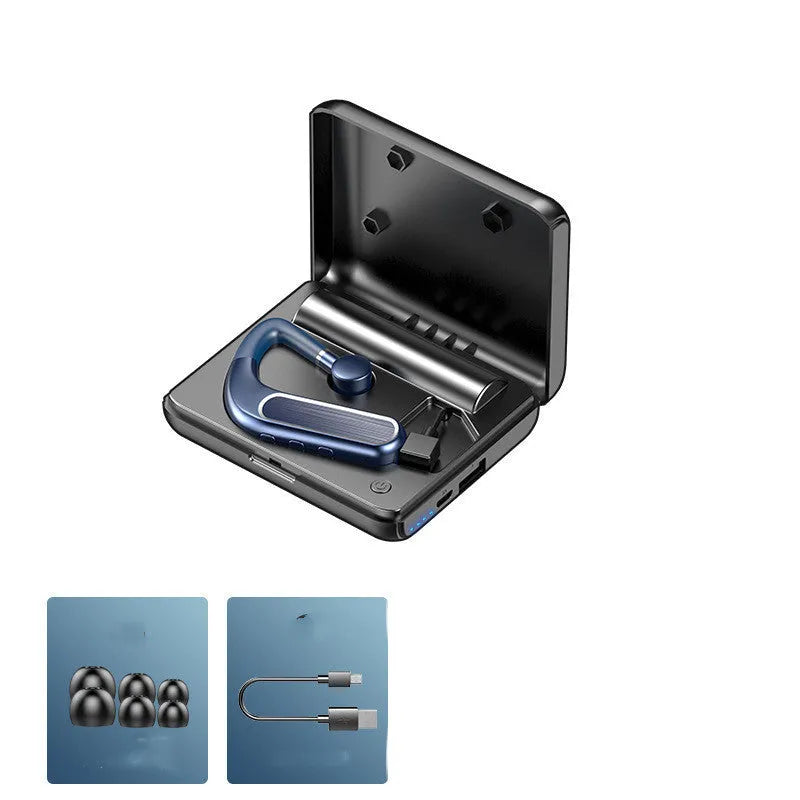 Black neckband Bluetooth earphones with silicone ear tips on a grey background.